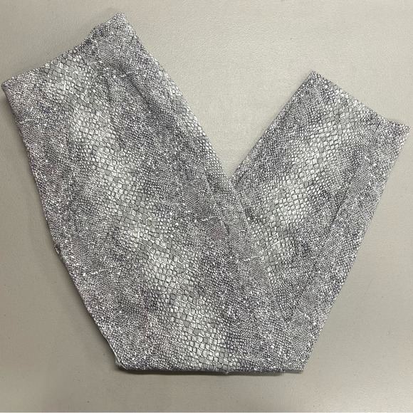 Lafayette 148 Stanton Snakeskin Pants Cropped Gray Purple White Womens Size 6